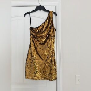 Superdown Black and Gold Sequin Dress